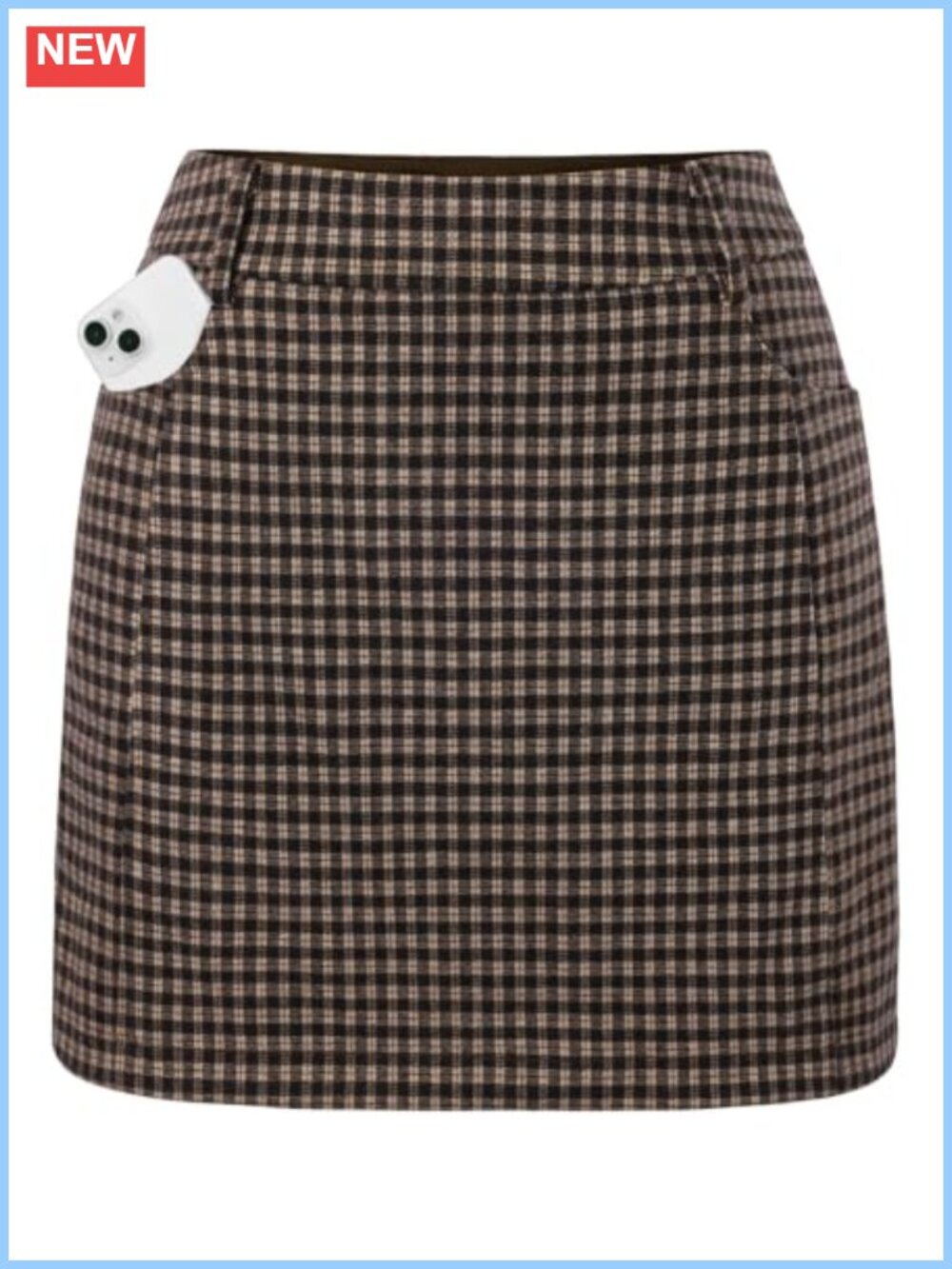 Women's High Waist Plaid Mini Skort with Pockets